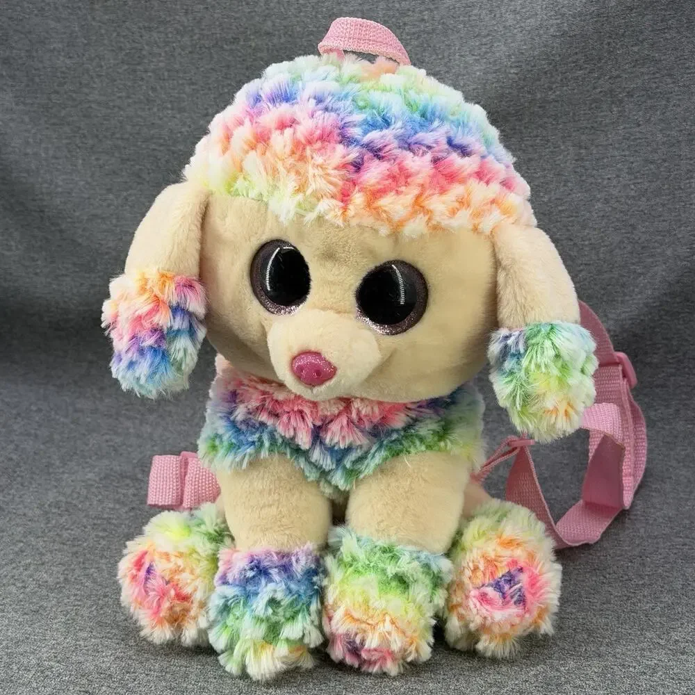 Ty Gear Beanie Boos Rainbow the Poodle Dog Plush Kids Small Backpack 10